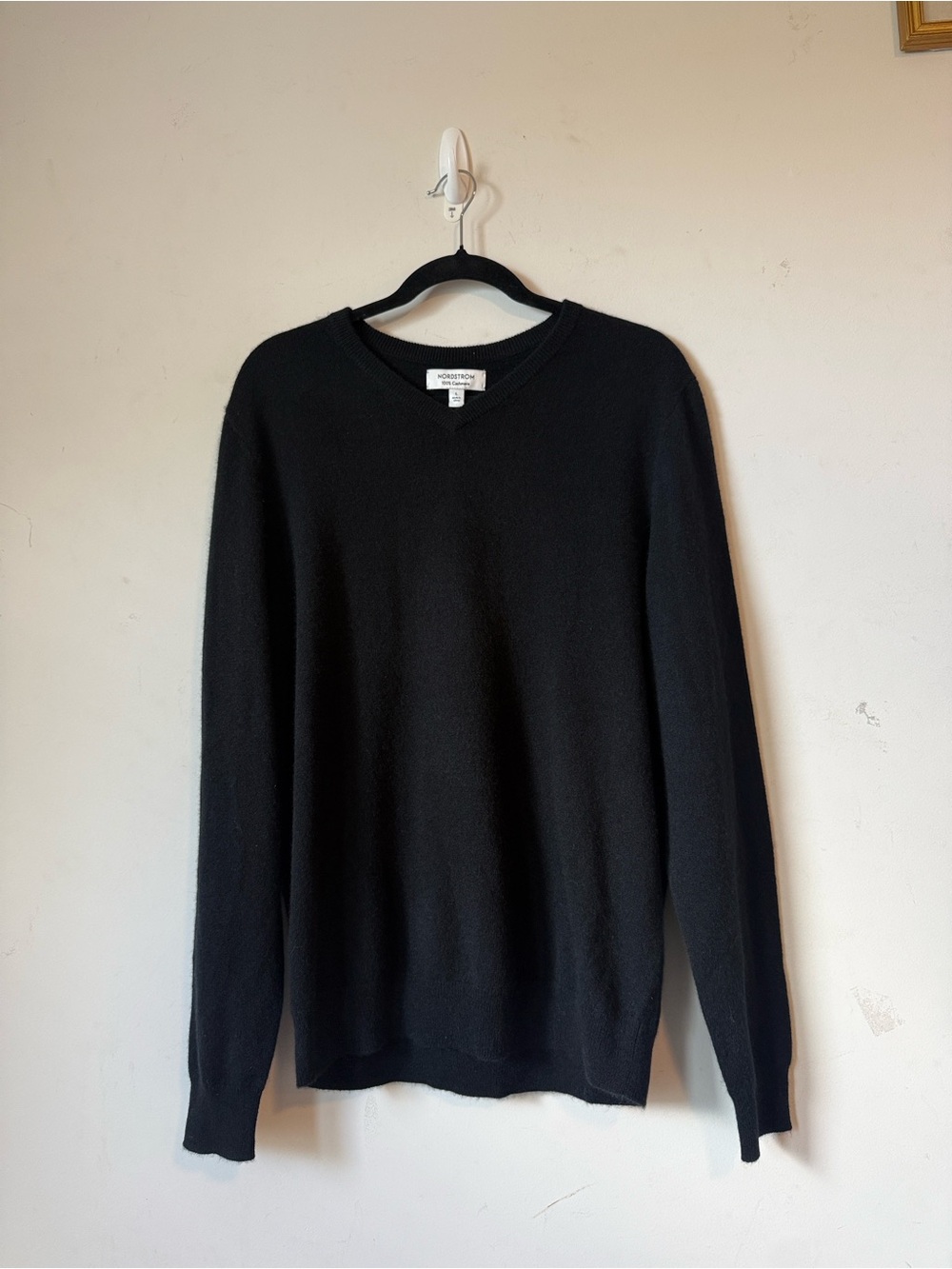 Nordstrom Black 100% Cashmere V-Neck Men's Sweater
